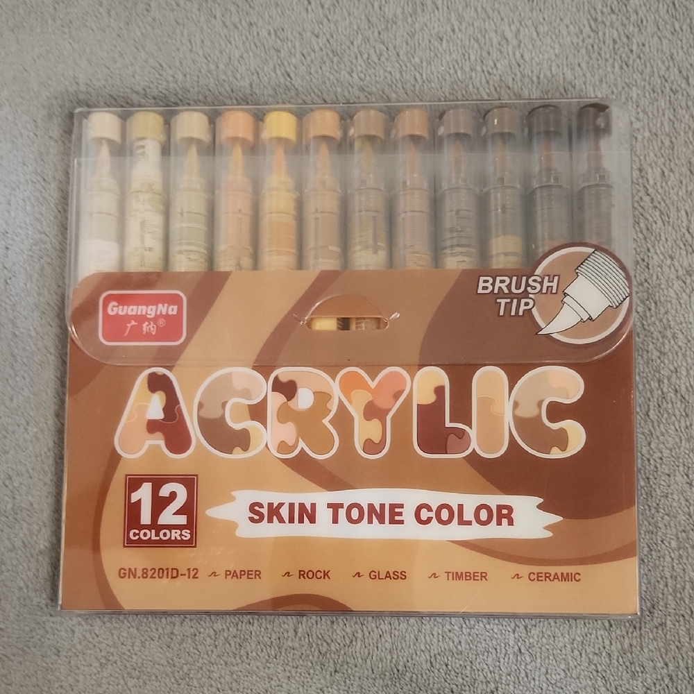 GuangNa Acrylic Skin Tone Brush Tip Markers